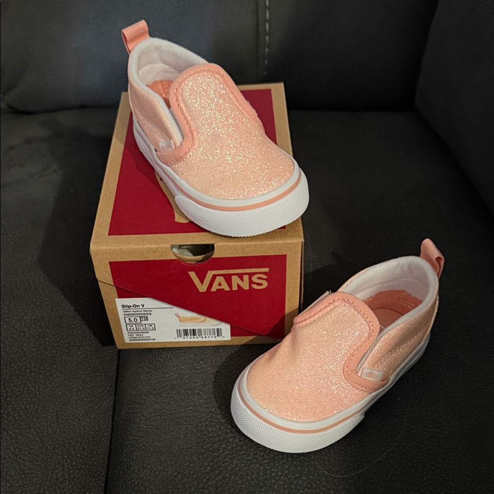 Vans Kids Sparkly Pink Slip-On Sneakers